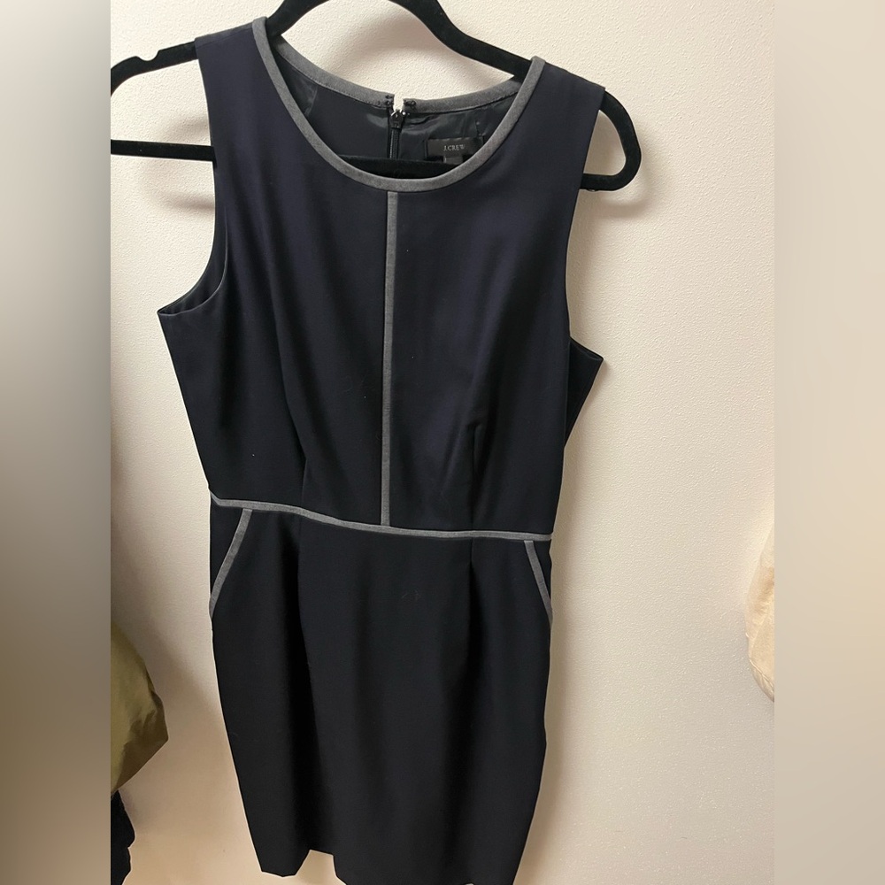 J. Crew Navy Dress with Gray Accents